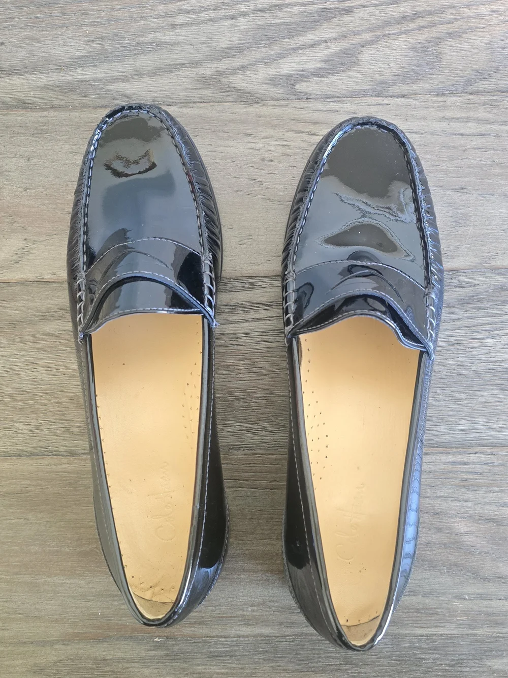 Cole Haan Nike Air Black Patent Leather Penny Loafers Women's 9.5 Preppy Office